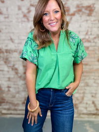 Gracie Embroidered Sleeve Top