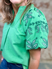 Gracie Embroidered Sleeve Top