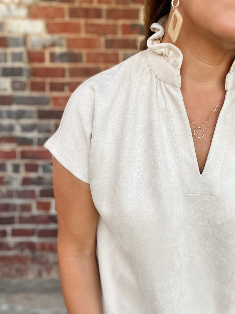 THML Cream Suede Top