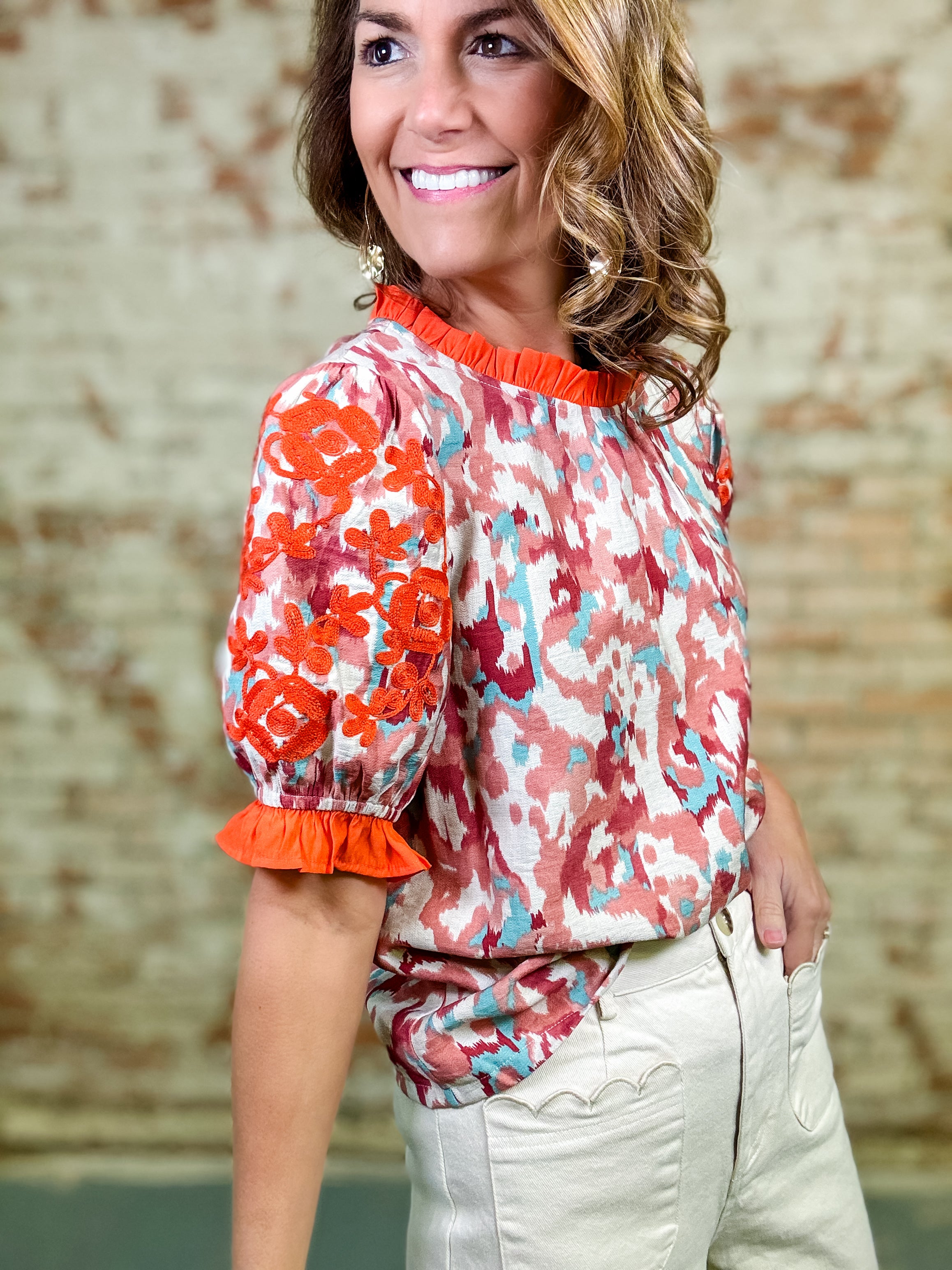 Tilly Embroidered Sleeve Top