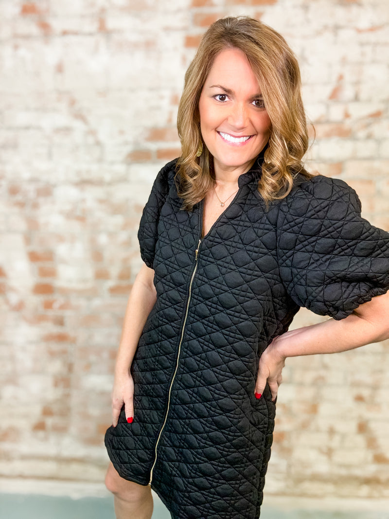 Alessandra Zip Front Quilted Dress