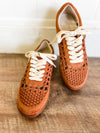 Sandy Brown Suede Crochet Sneaker