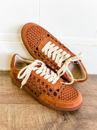 Sandy Brown Suede Crochet Sneaker