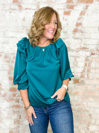 Cecil Satin Ruffle Top