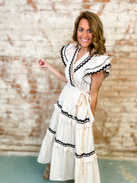 Priscilla Wavy Trim Midi Dress