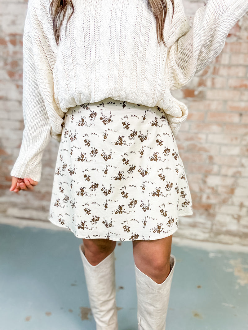 Elisha Floral Corduroy Skirt