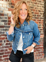 Classic Denim Jacket with Raw Hem