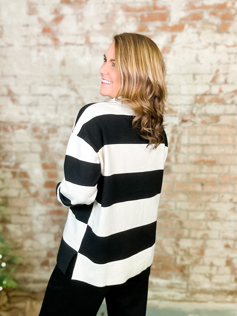 Jetty Black + Ivory Stripe Sweater