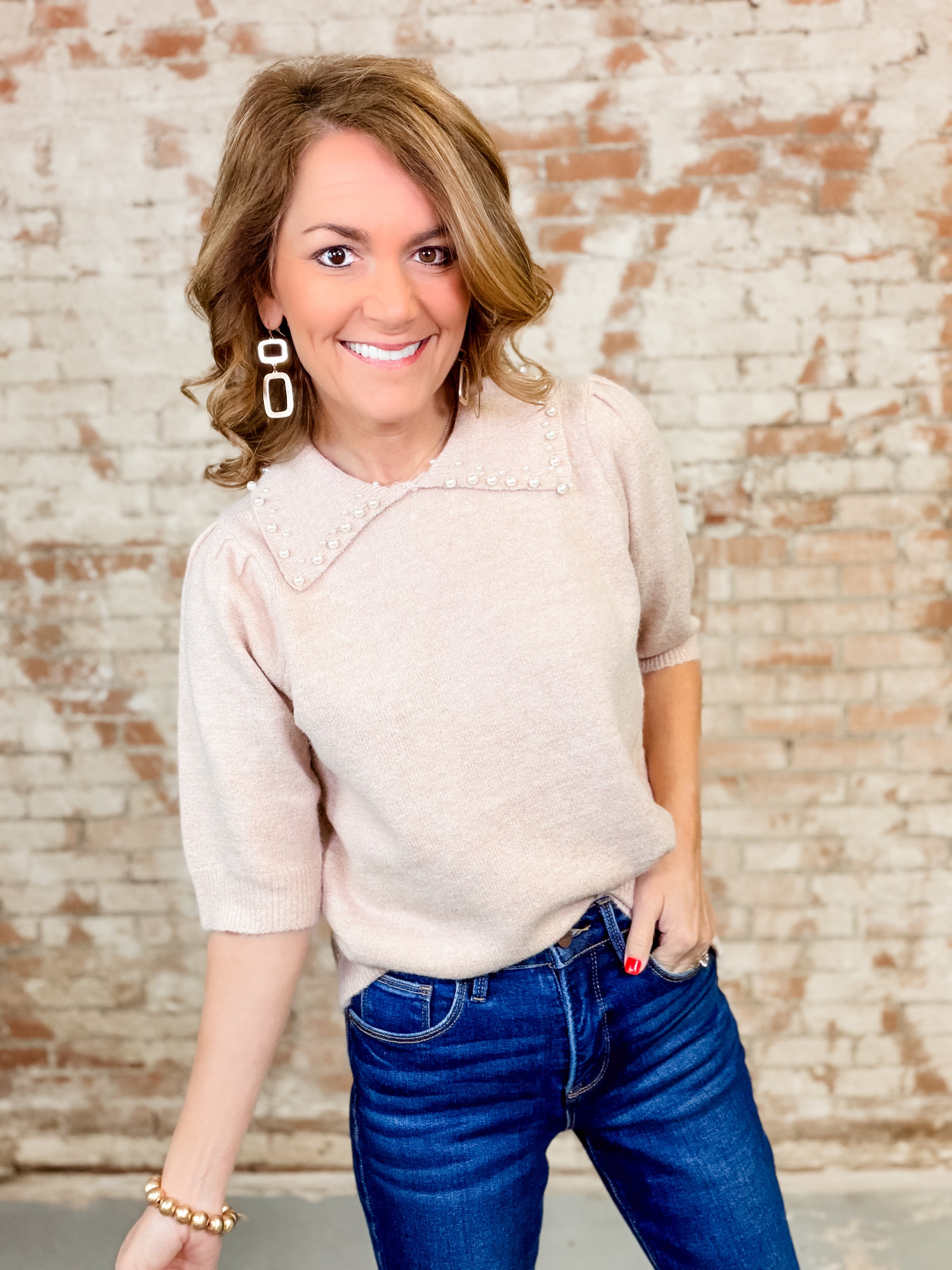 Corrine Pearl Collar Sweater
