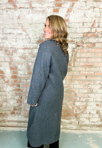 Kathleen Charcoal Longline Solid Coat - FINAL SALE