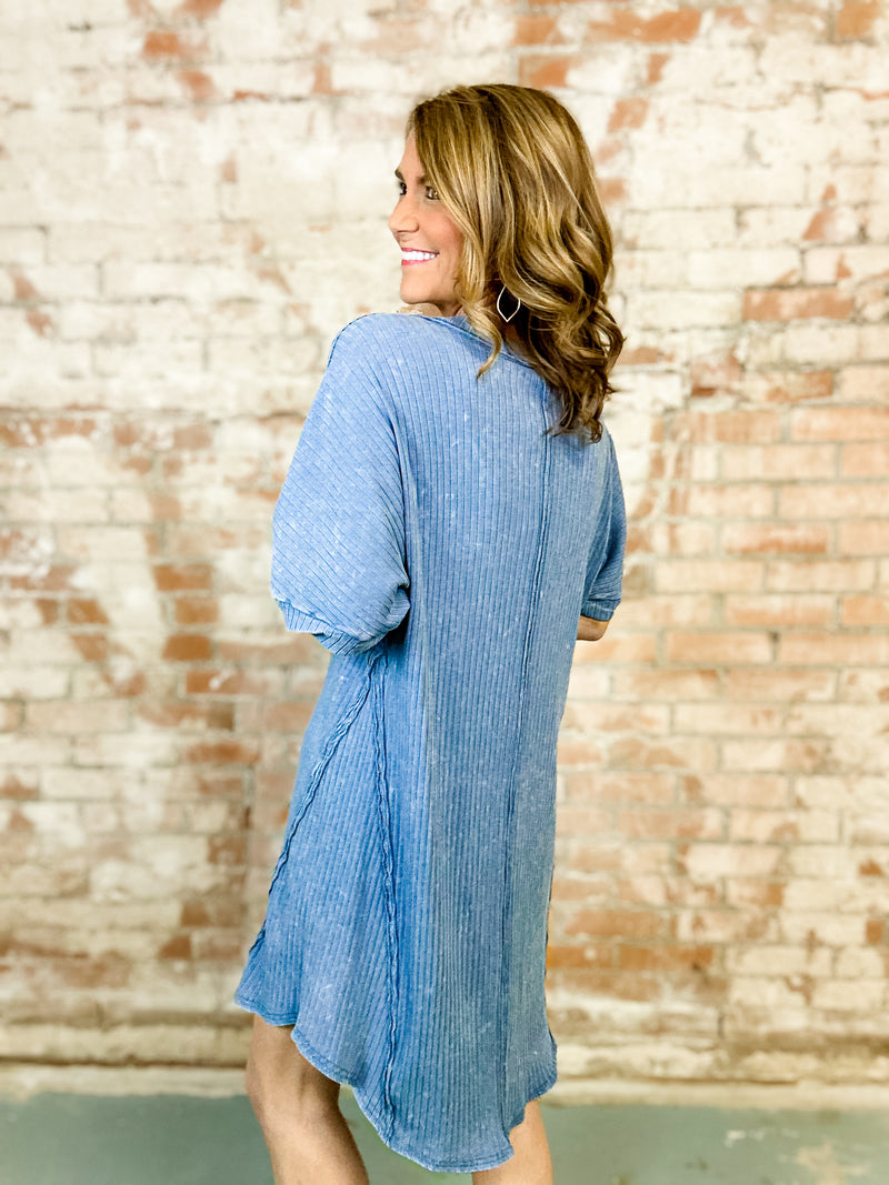 Bridget Mineral Washed Ribbed Dress - FINAL SALE