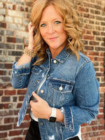 Classic Denim Jacket with Raw Hem