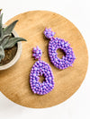 Calista Purple Beaded Teardrop Earrings