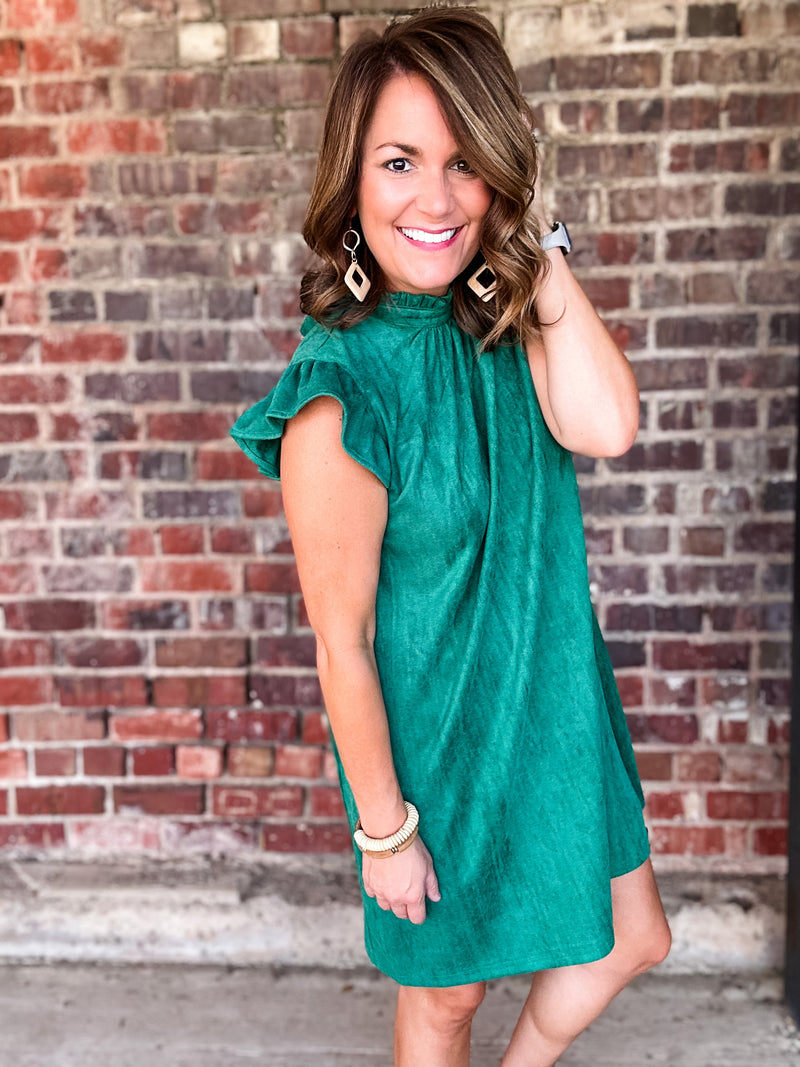 Wila Suede Ruffle Sleeve Dress