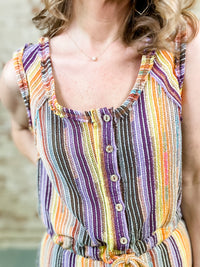 Molly Crochet Stripe Romper - FINAL SALE