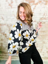 Posey Stripe + Floral Print Top