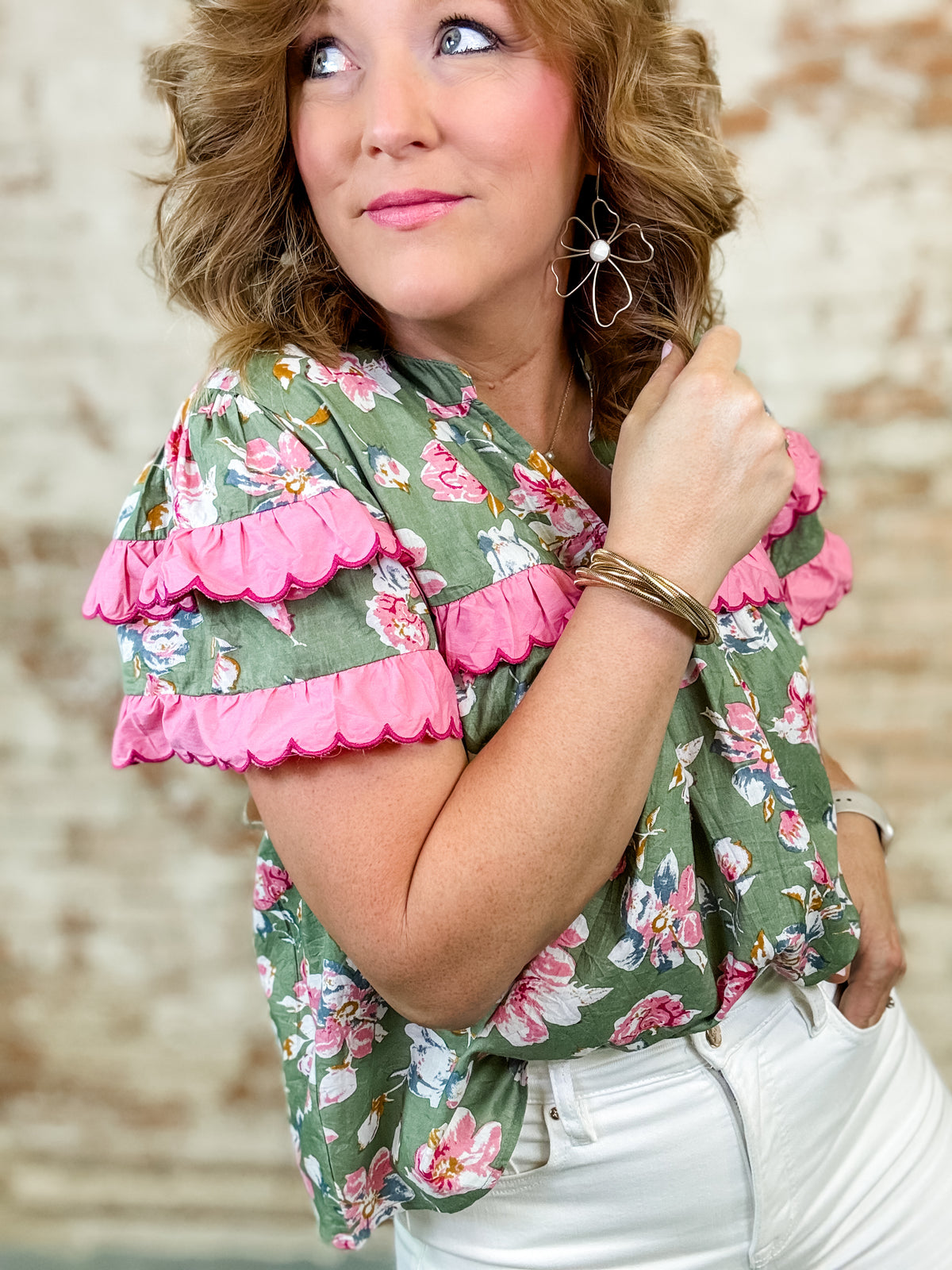 THML Dorris Floral Print Top