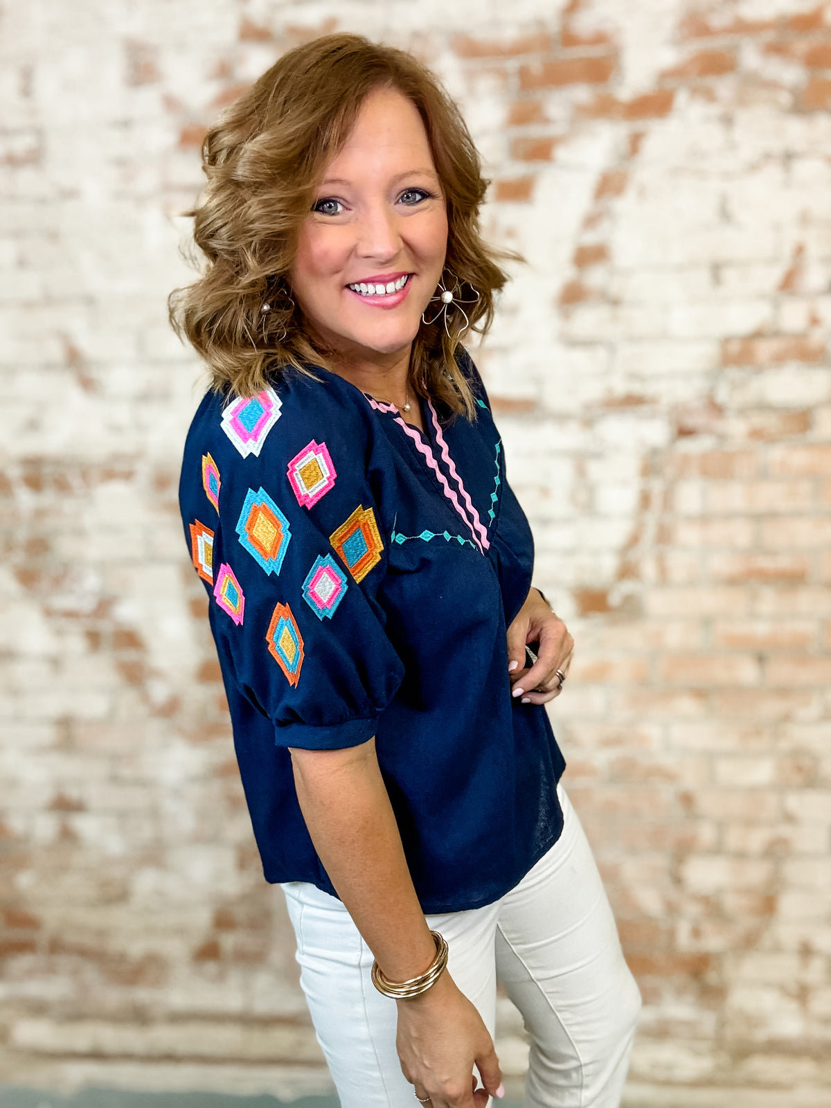 Bessie Embroidered Sleeve Top