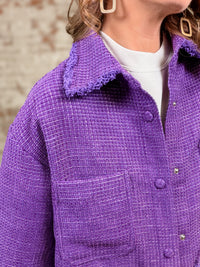 Harbin Tweed Frayed Shacket