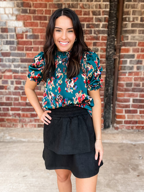 THML Black Suede Flutter Skirt