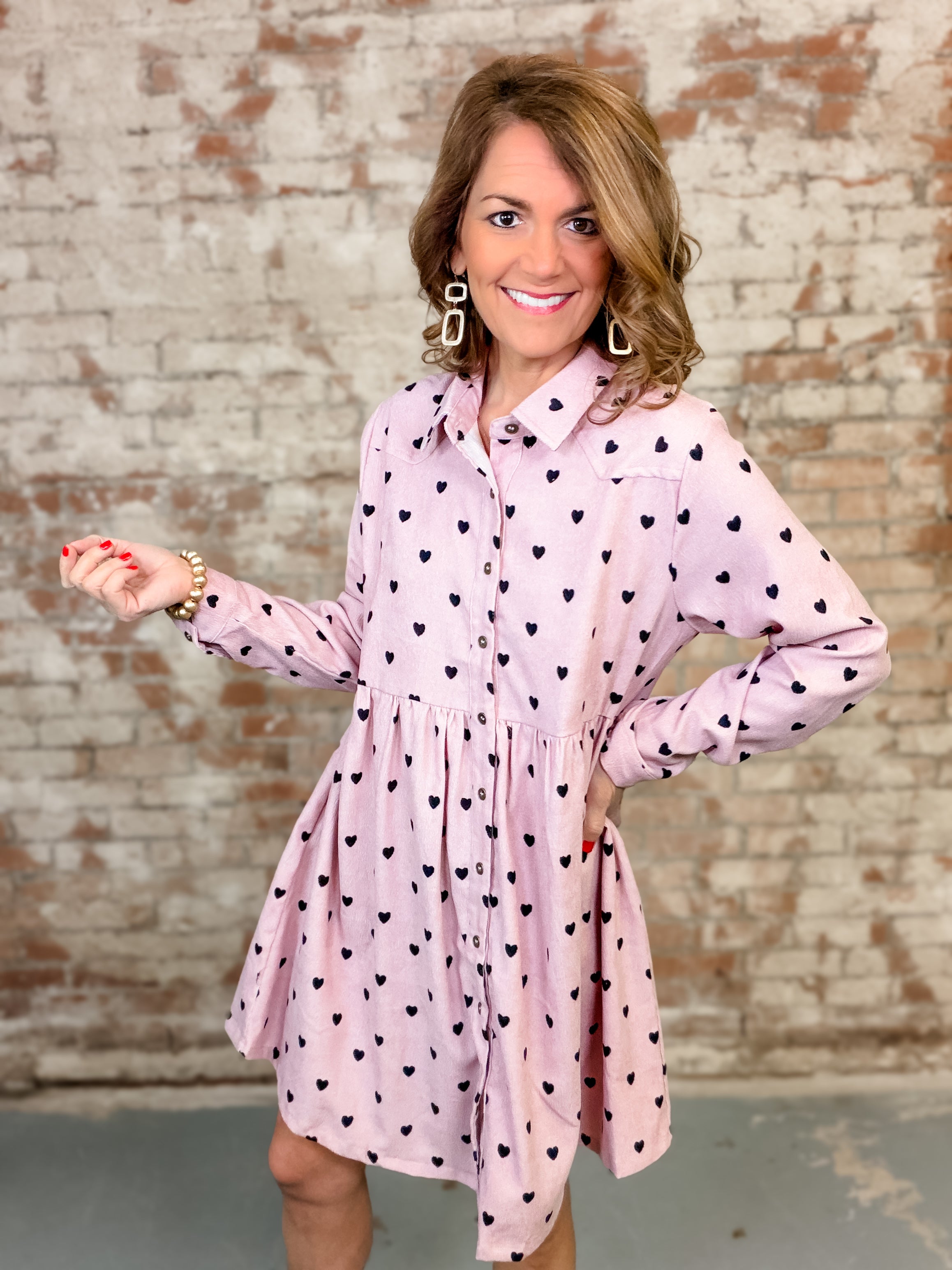 Elsie Heart Corduroy Dress