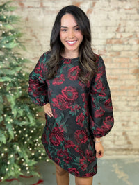 Sheryl Floral Jacquard Dress