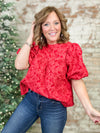 Poinsettia Floral Textured Top