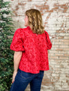 Poinsettia Floral Textured Top