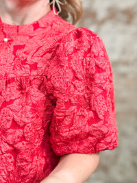 Poinsettia Floral Textured Top