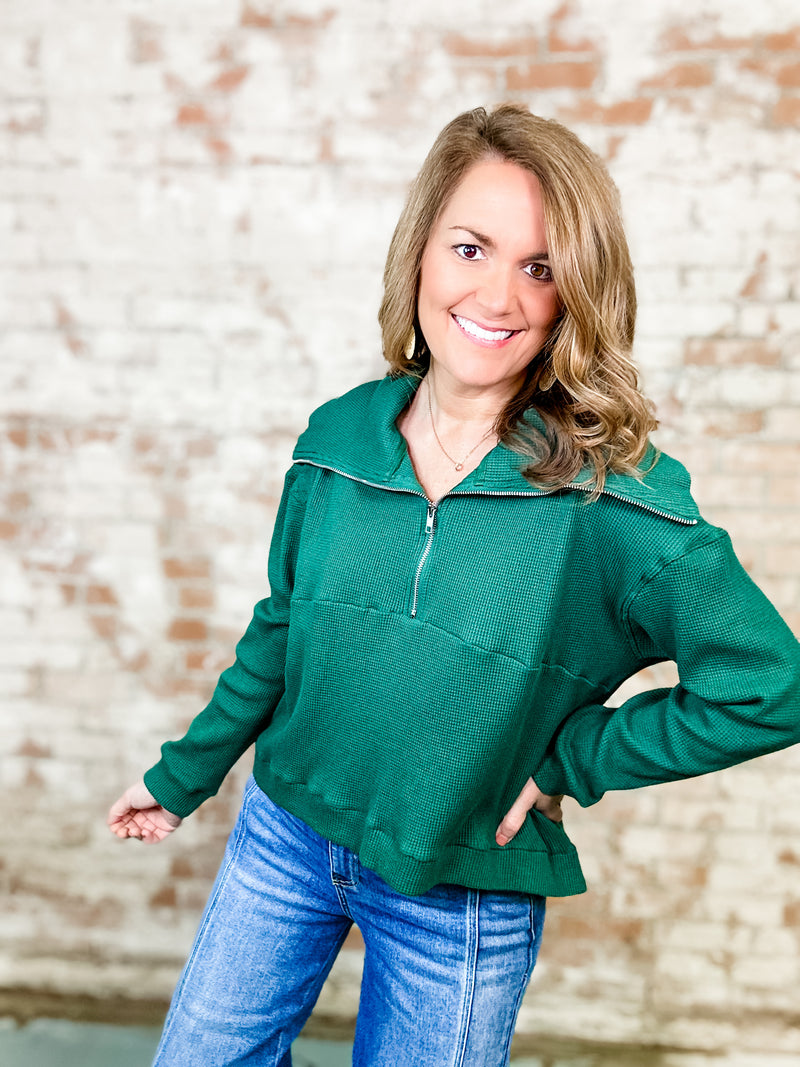 Finley Waffle Half Zip Top