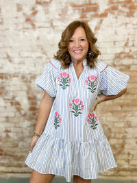 Maxie Embroidered Stripe Dress