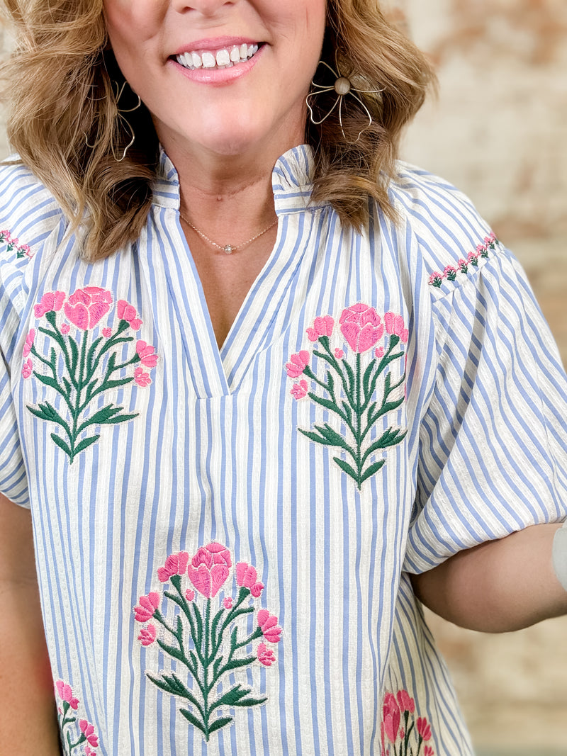 Maxie Embroidered Stripe Dress