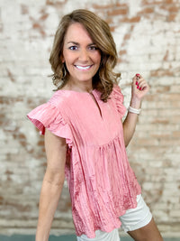 Wendilee Crinkle Fabric Flutter Top