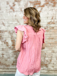 Wendilee Crinkle Fabric Flutter Top