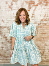 Carla Embroidered Stripe Tiered Dress