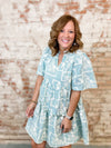 Carla Embroidered Stripe Tiered Dress