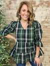 Ramsie Green Plaid Ruffle Top - FINAL SALE