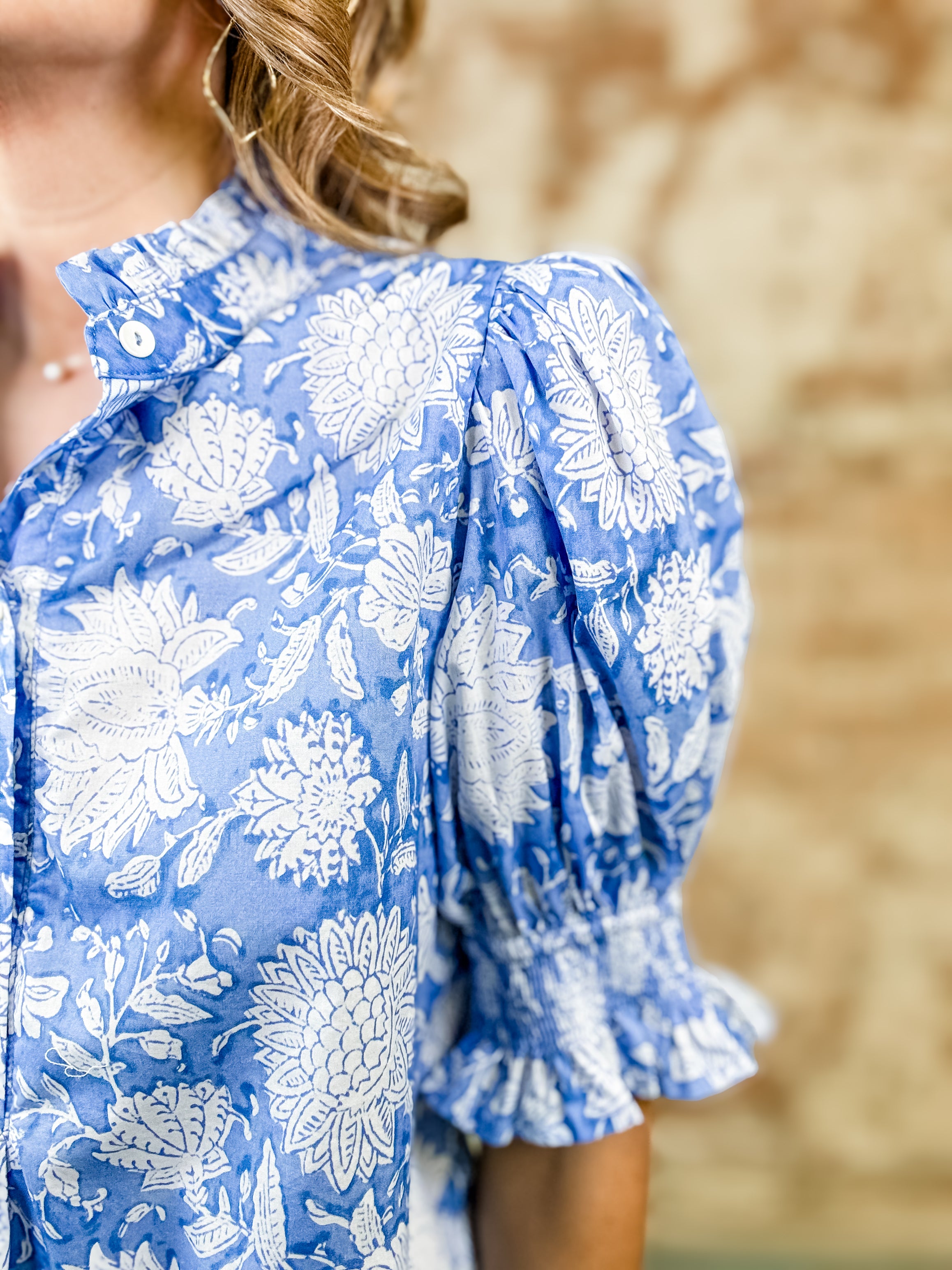 Iris Blue Print Top