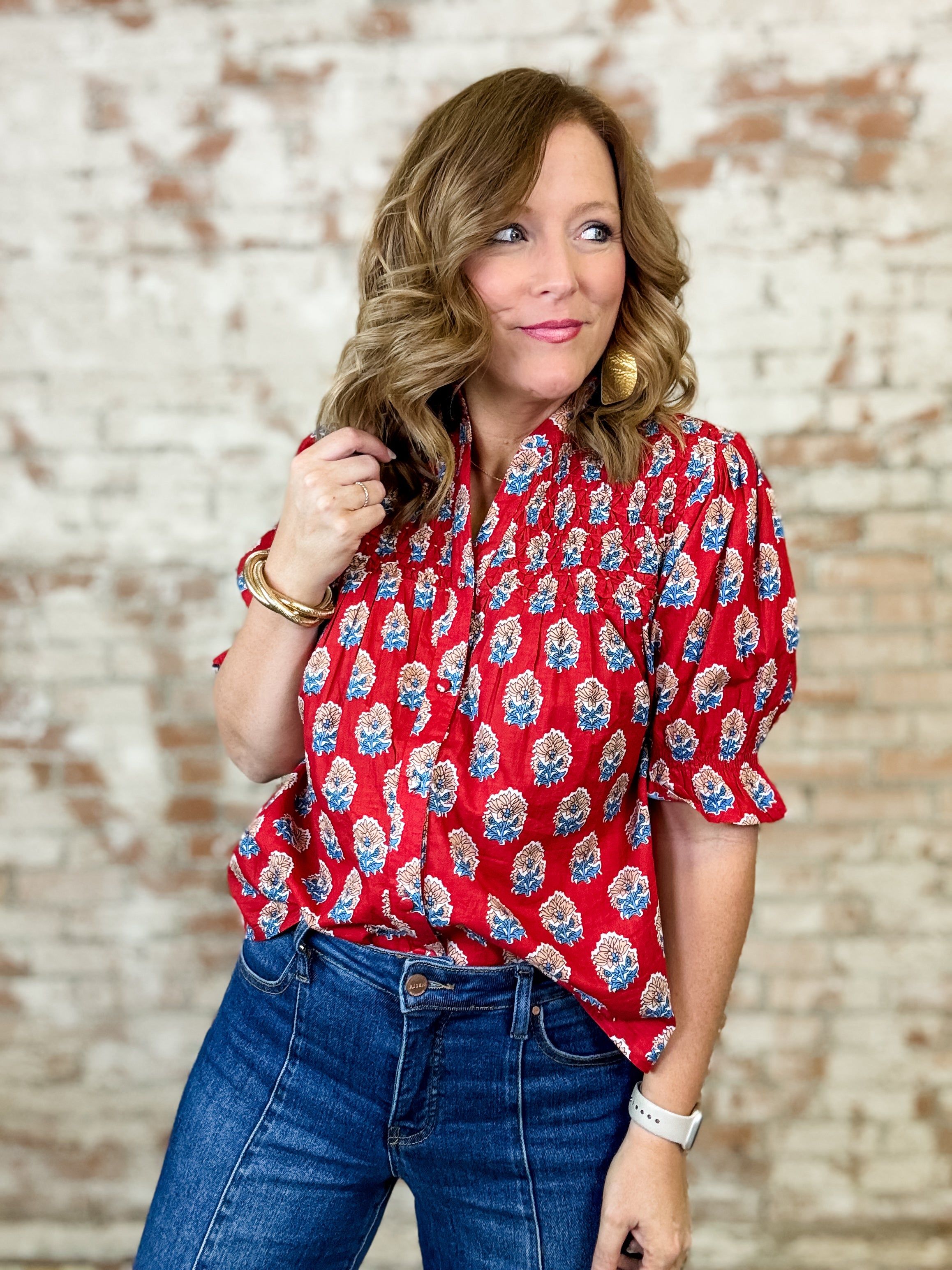 THML Julee Block Print Top
