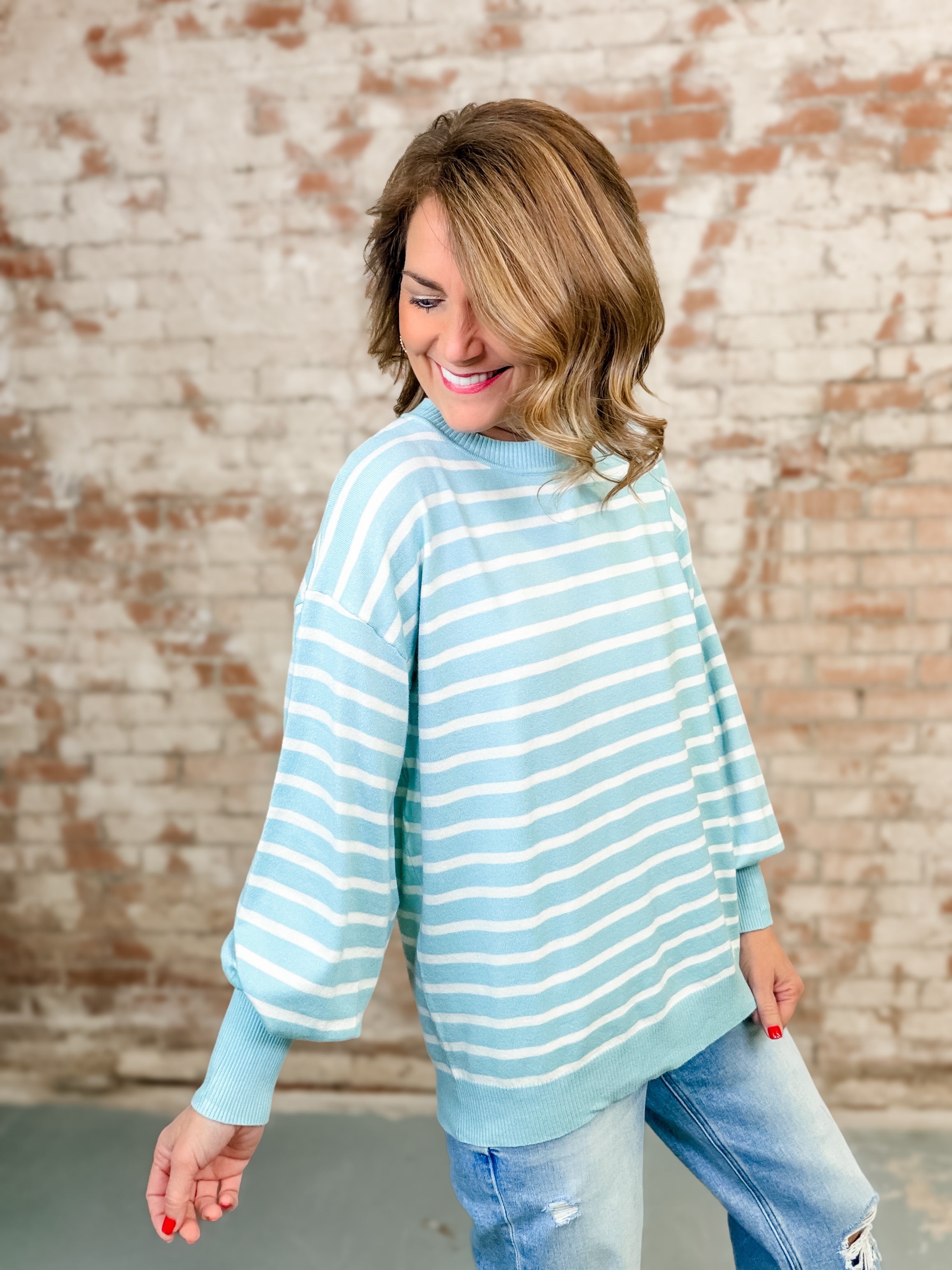 Quincy Balloon Sleeve Striped Top