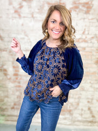 Emerson Velvet Floral Lace Top