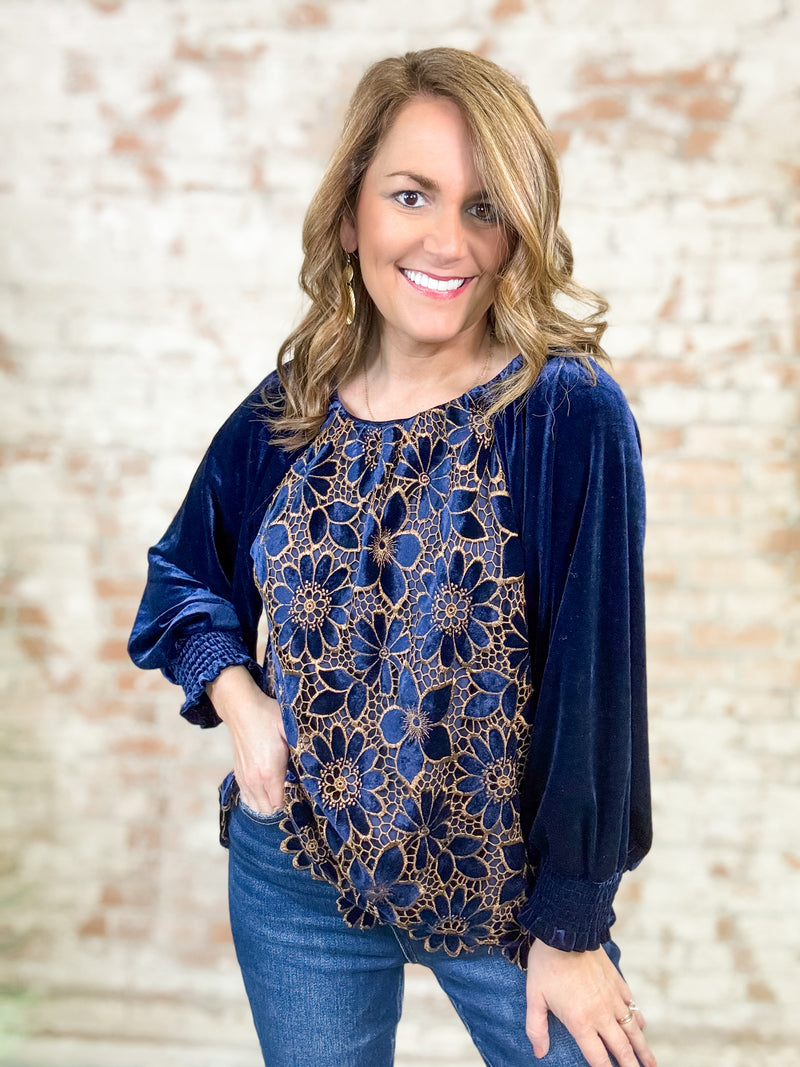 Emerson Velvet Floral Lace Top