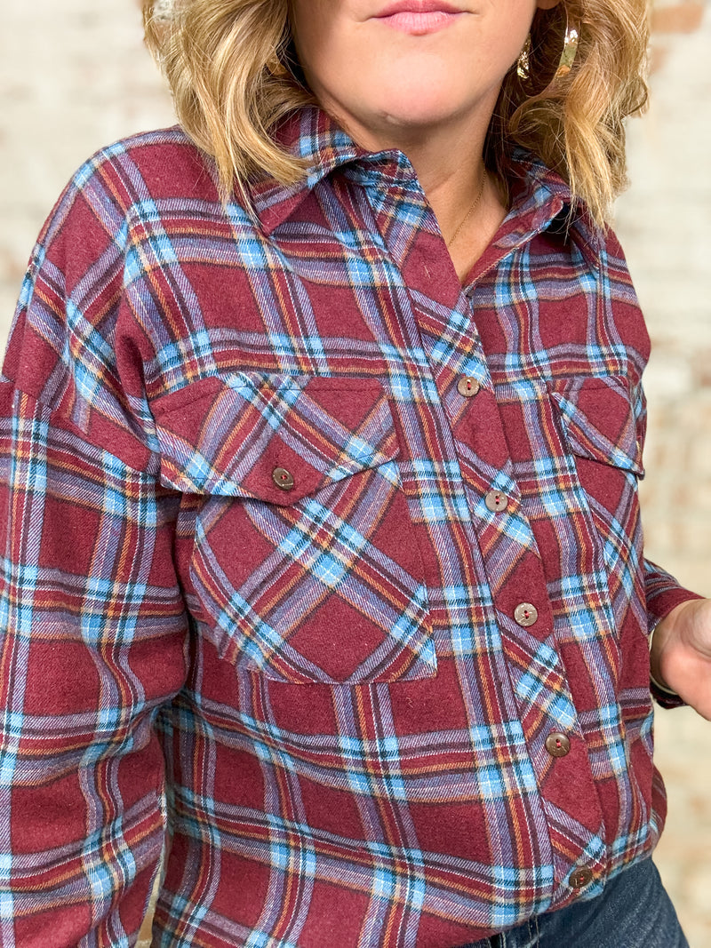 Sellers Plaid Button Up Top