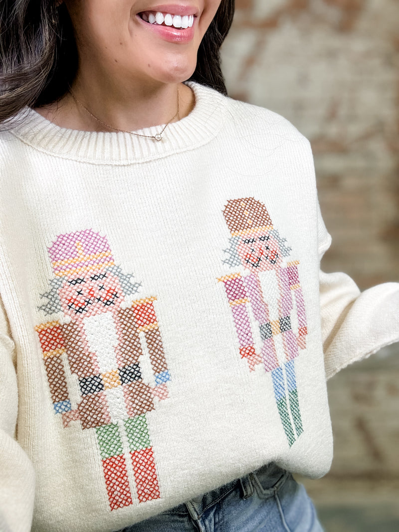 Nutcracker Cross Stitch Sweater