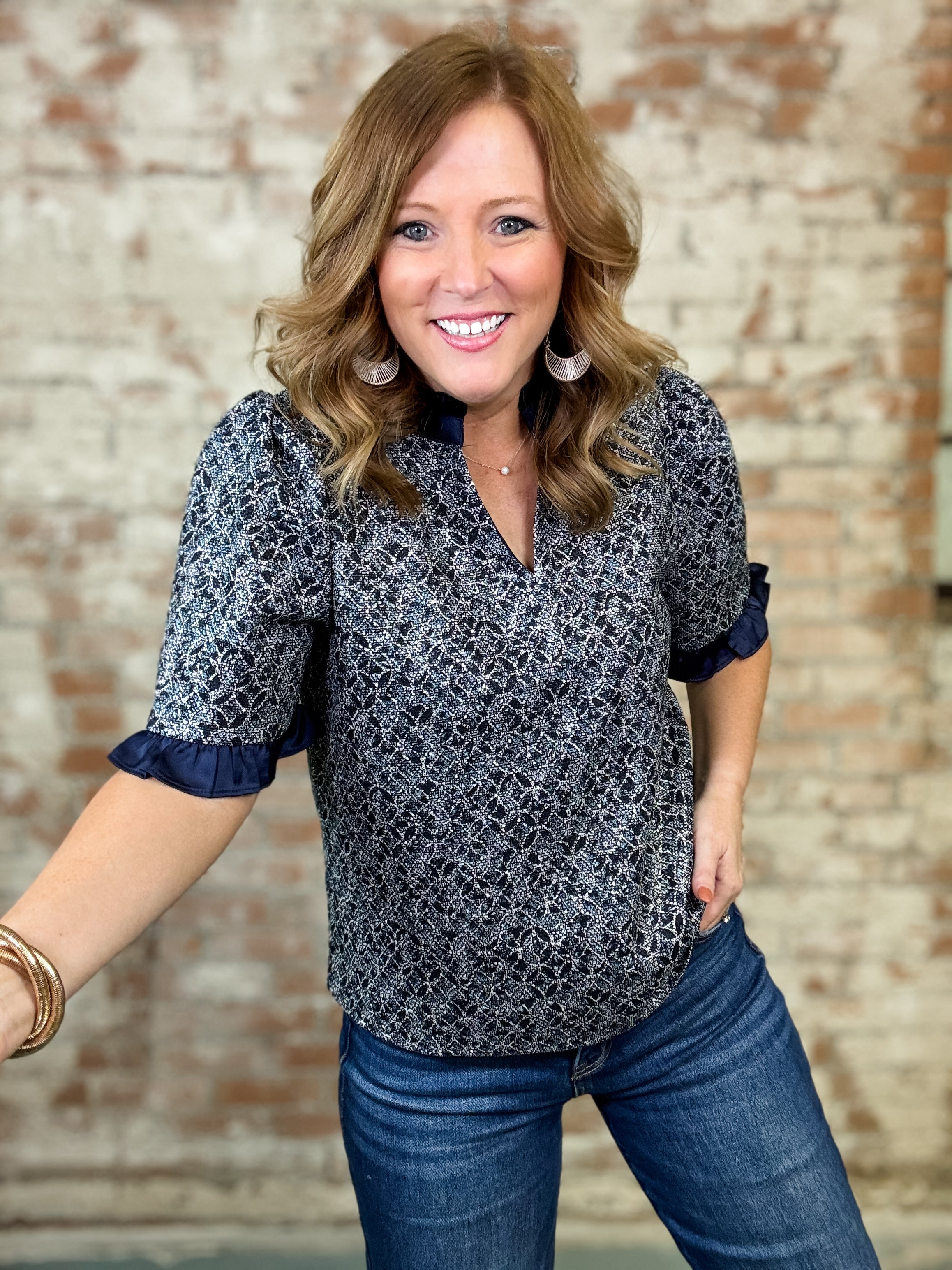 Clover Textured Print Top