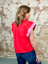 THML Cora Pink Trim Top