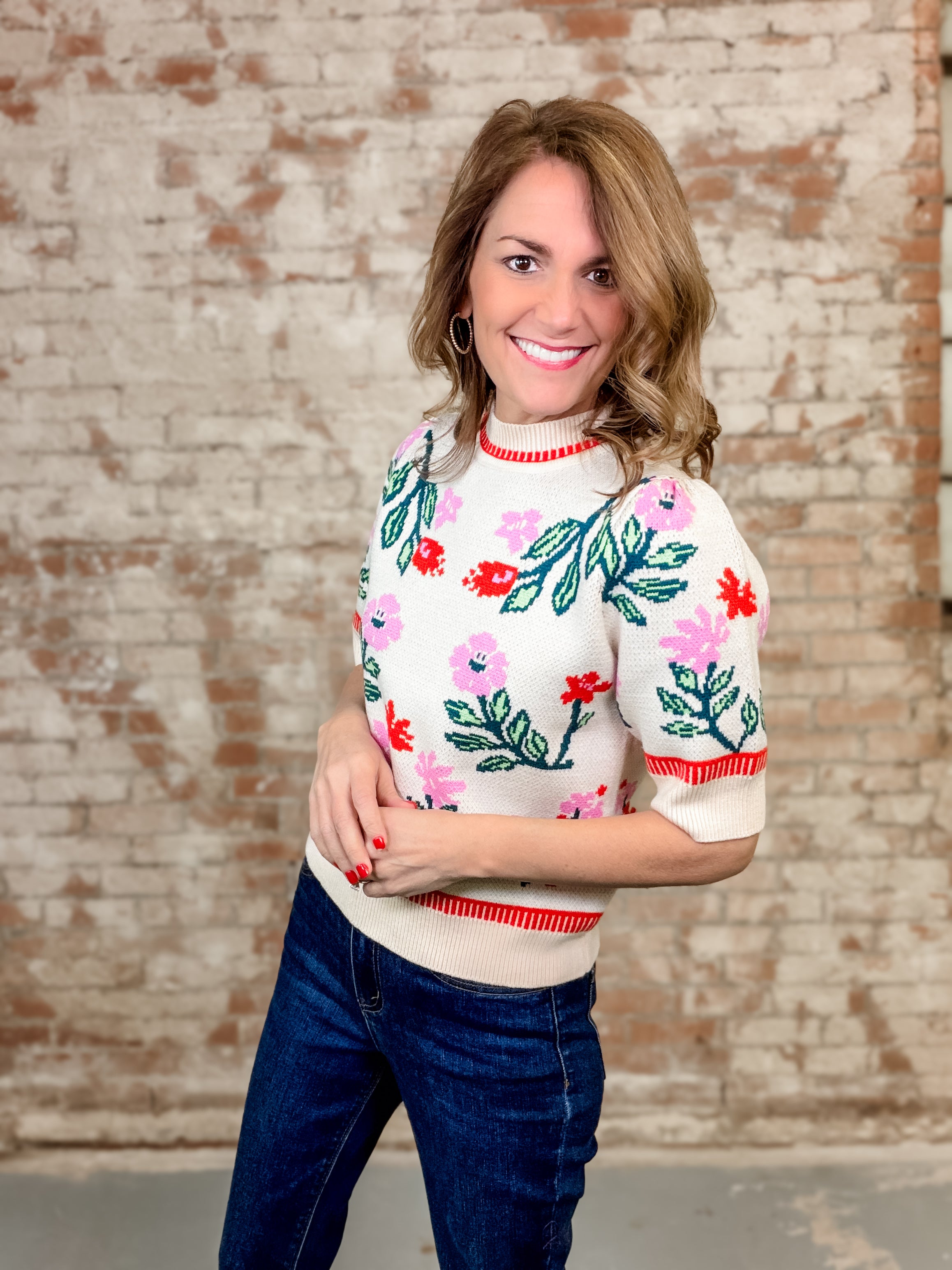 THML Lulu Floral Knit Top