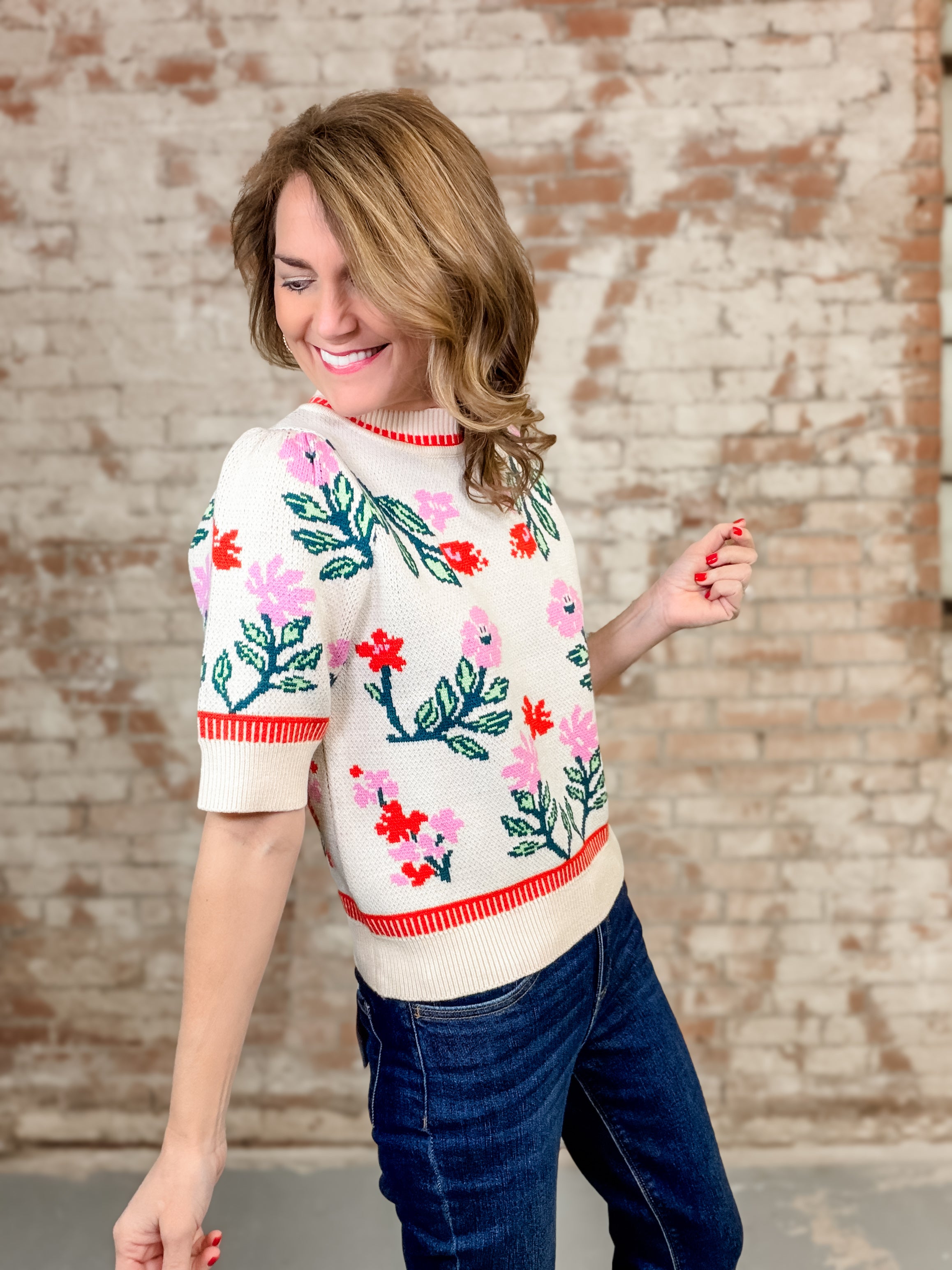 THML Lulu Floral Knit Top