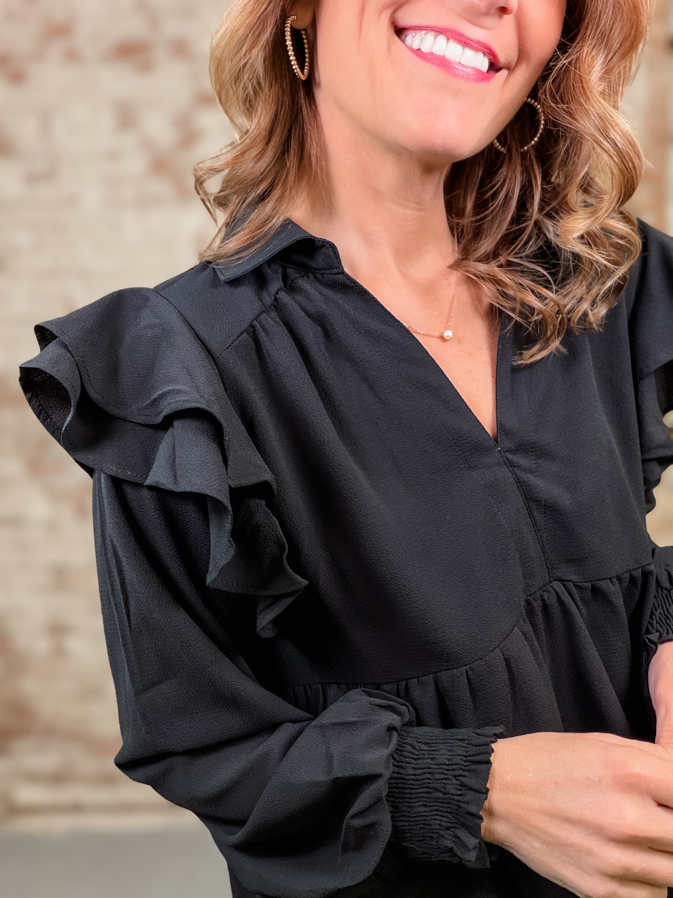 Edyn Shoulder Ruffle Top