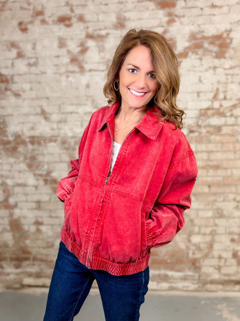 Rhoda Front Zip Washed Jacket - FINAL SALE – abeccagrace